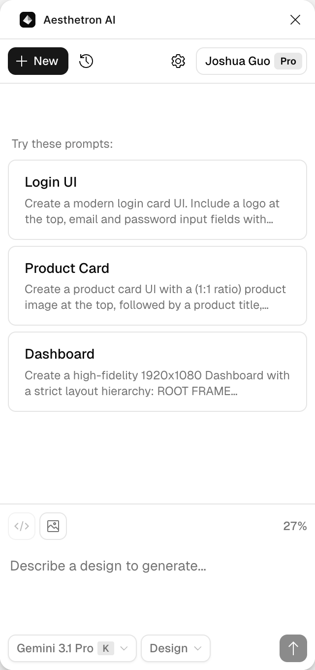 Aesthetron AI — dark theme screenshot