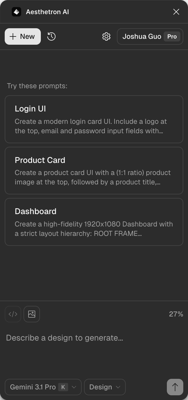 Aesthetron AI — light theme screenshot